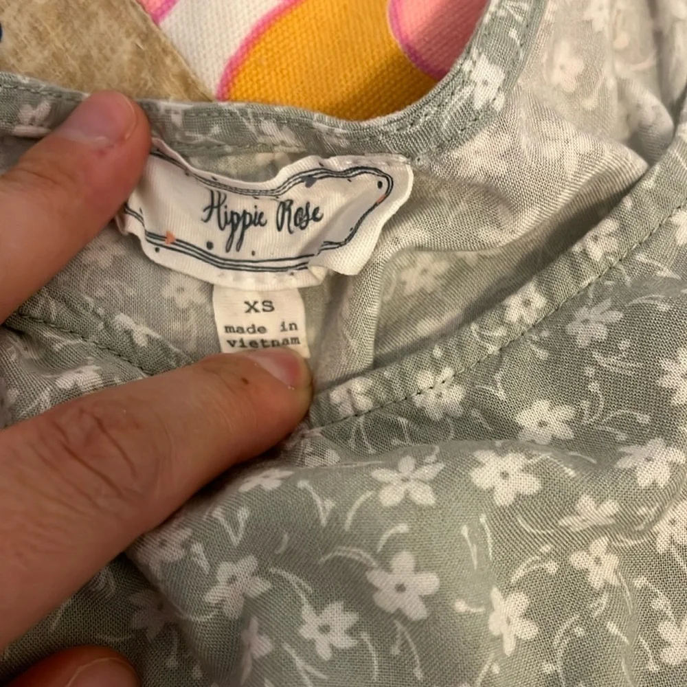 Hippie Rose Ditzy Floral Sage Mini Dress - Size XS